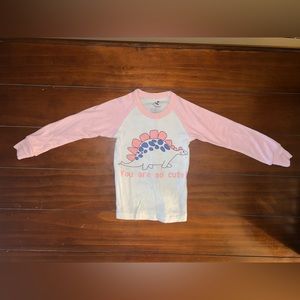 Cora bee long sleeved top size 3T. White and pink with dinosaur on shirt.